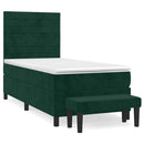 vidaXL sötétzöld bársony rugós ágy matraccal 90 x 200 cm