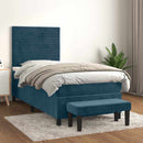 vidaXL sötétkék bársony rugós ágy matraccal 90 x 200 cm