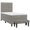 vidaXL világosszürke bársony rugós ágy matraccal 100 x 200 cm