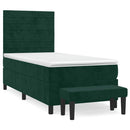 vidaXL sötétzöld bársony rugós ágy matraccal 100 x 200 cm