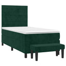 vidaXL sötétzöld bársony rugós ágy matraccal 100 x 200 cm