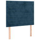 vidaXL sötétkék bársony rugós ágy matraccal 100 x 200 cm
