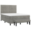 vidaXL világosszürke bársony rugós ágy matraccal 140x190 cm