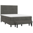 vidaXL sötétszürke bársony rugós ágy matraccal 140x190 cm