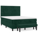 vidaXL sötétzöld bársony rugós ágy matraccal 140x190 cm