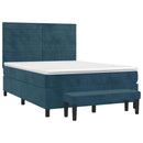 vidaXL sötétkék bársony rugós ágy matraccal 140x190 cm