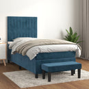vidaXL sötétkék bársony rugós ágy matraccal 80 x 200 cm