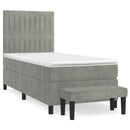 vidaXL világosszürke bársony rugós ágy matraccal 90 x 200 cm