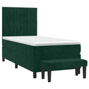 vidaXL sötétzöld bársony rugós ágy matraccal 90 x 200 cm