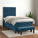 vidaXL sötétkék bársony rugós ágy matraccal 90 x 200 cm