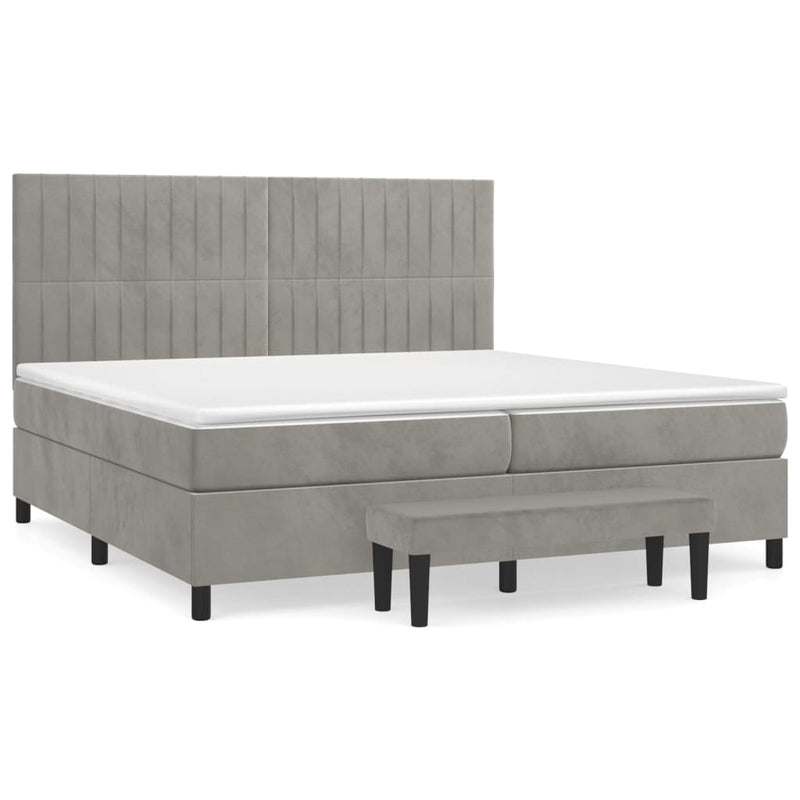 vidaXL világosszürke bársony rugós ágy matraccal 200x200 cm