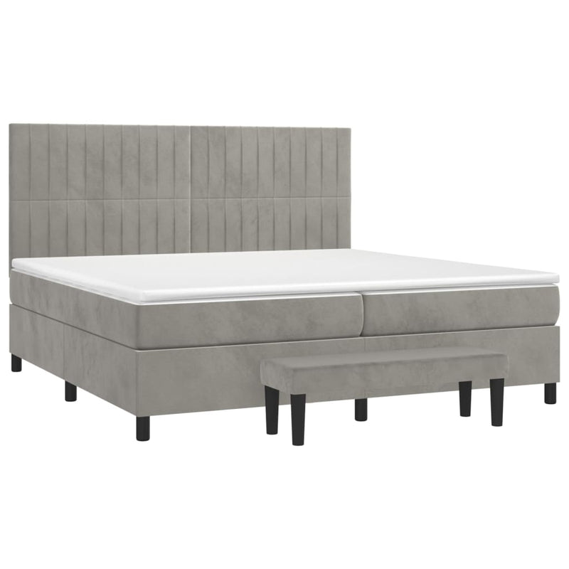 vidaXL világosszürke bársony rugós ágy matraccal 200x200 cm