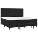 vidaXL fekete bársony rugós ágy matraccal 200x200 cm