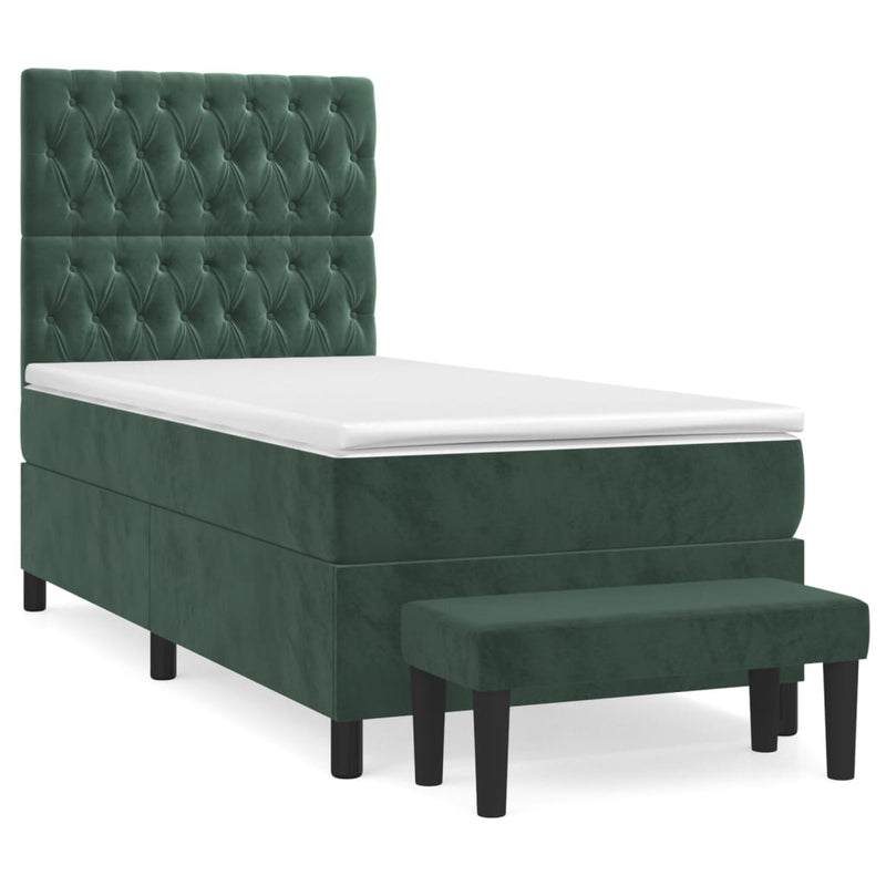 vidaXL sötétzöld bársony rugós ágy matraccal 80 x 200 cm
