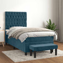 vidaXL sötétkék bársony rugós ágy matraccal 80 x 200 cm
