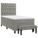 vidaXL világosszürke bársony rugós ágy matraccal 100 x 200 cm