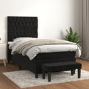 vidaXL fekete bársony rugós ágy matraccal 100 x 200 cm