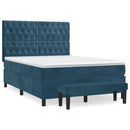 vidaXL sötétkék bársony rugós ágy matraccal 140x190 cm