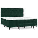 vidaXL sötétzöld bársony rugós ágy matraccal 200x200 cm