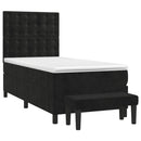 vidaXL fekete bársony rugós ágy matraccal 90x190 cm