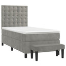 vidaXL világosszürke bársony rugós ágy matraccal 90 x 200 cm