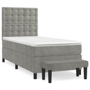 vidaXL világosszürke bársony rugós ágy matraccal 90 x 200 cm
