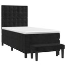 vidaXL fekete bársony rugós ágy matraccal 90 x 200 cm