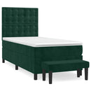 vidaXL sötétzöld bársony rugós ágy matraccal 90 x 200 cm