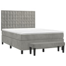 vidaXL világosszürke bársony rugós ágy matraccal 140x190 cm
