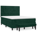 vidaXL sötétzöld bársony rugós ágy matraccal 140x190 cm