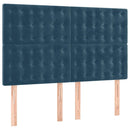 vidaXL sötétkék bársony rugós ágy matraccal 140x190 cm