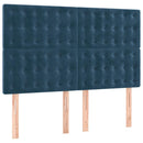 vidaXL sötétkék bársony rugós ágy matraccal 140x200 cm