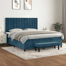vidaXL sötétkék bársony rugós ágy matraccal 180x200 cm