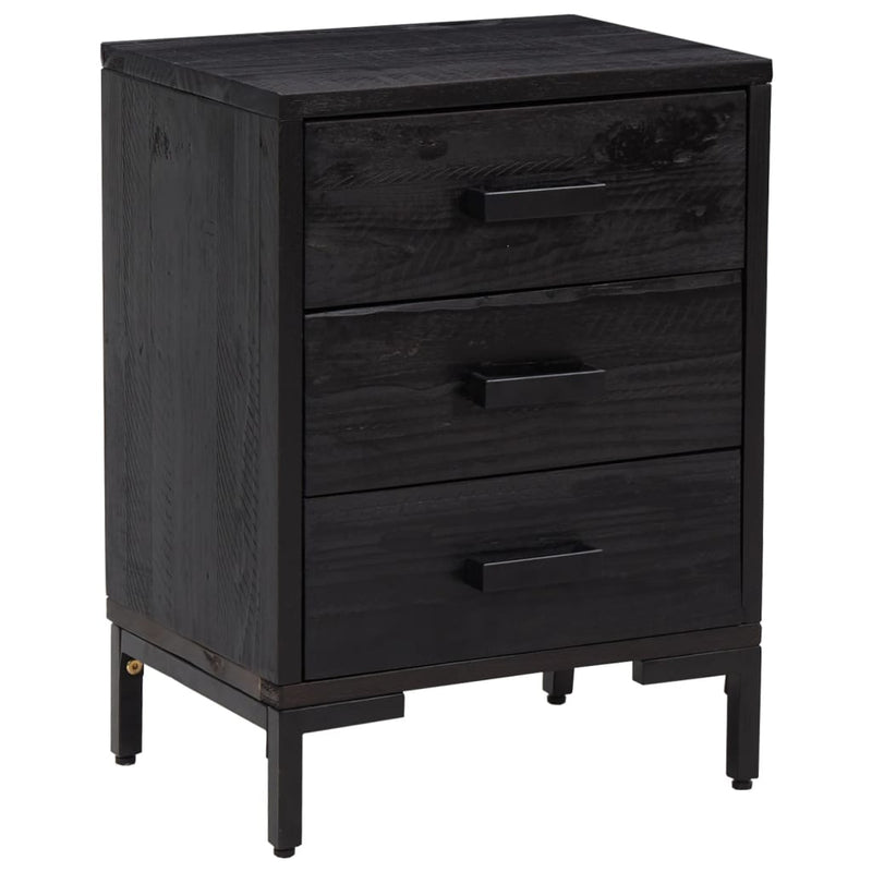 vidaXL 2 db fekete tömör fenyőfa éjjeliszekrény 40x30x55 cm