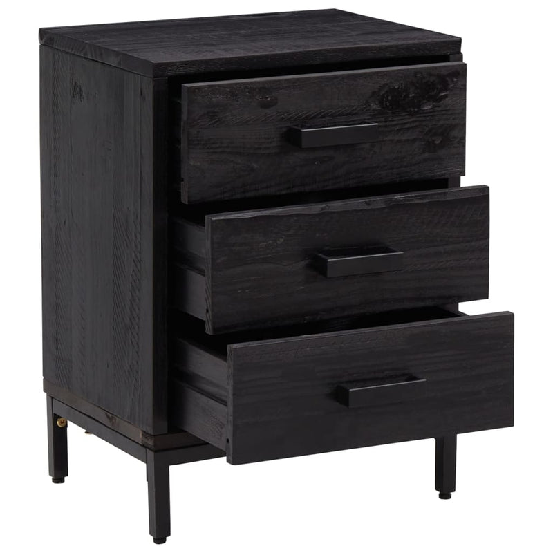 vidaXL 2 db fekete tömör fenyőfa éjjeliszekrény 40x30x55 cm