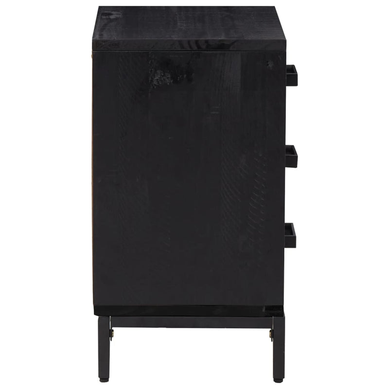 vidaXL 2 db fekete tömör fenyőfa éjjeliszekrény 40x30x55 cm