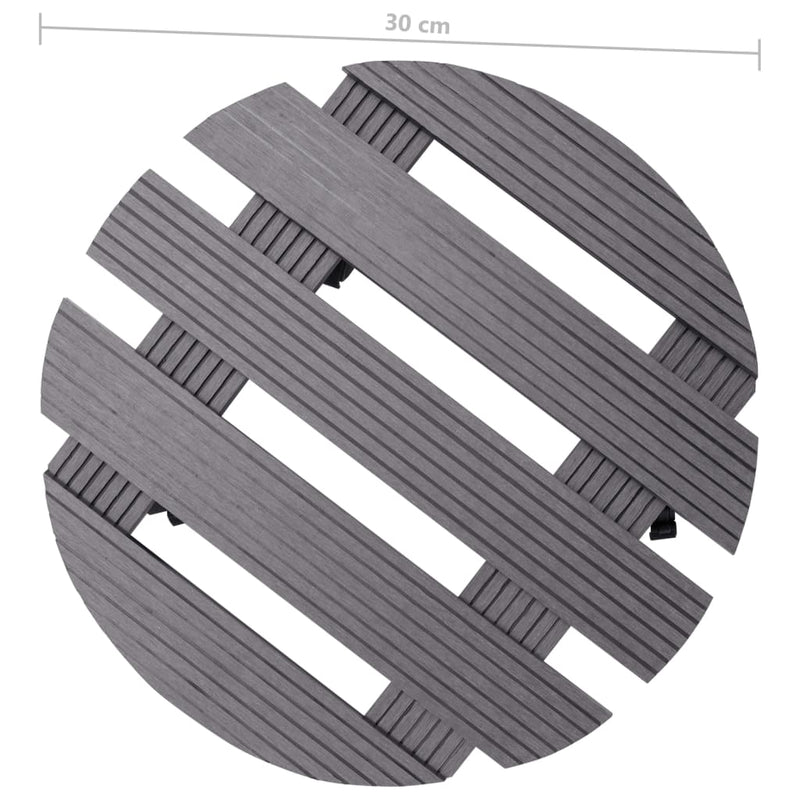 vidaXL 4 db szürke WPC kerekes növénytartó Ø30 x 7,5 cm