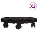vidaXL 2 db fekete kerekes virágtartó átmérő 30 cm 170 kg