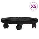 vidaXL 5 db fekete kerekes virágtartó átmérő 30 cm 170 kg