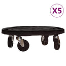 vidaXL 5 db fekete kerekes virágtartó átmérő 40 cm 275 kg