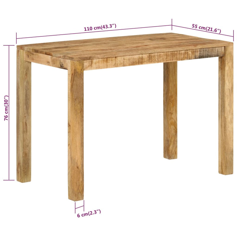 vidaXL tömör mangófa étkezőasztal 110 x 55 x 76 cm
