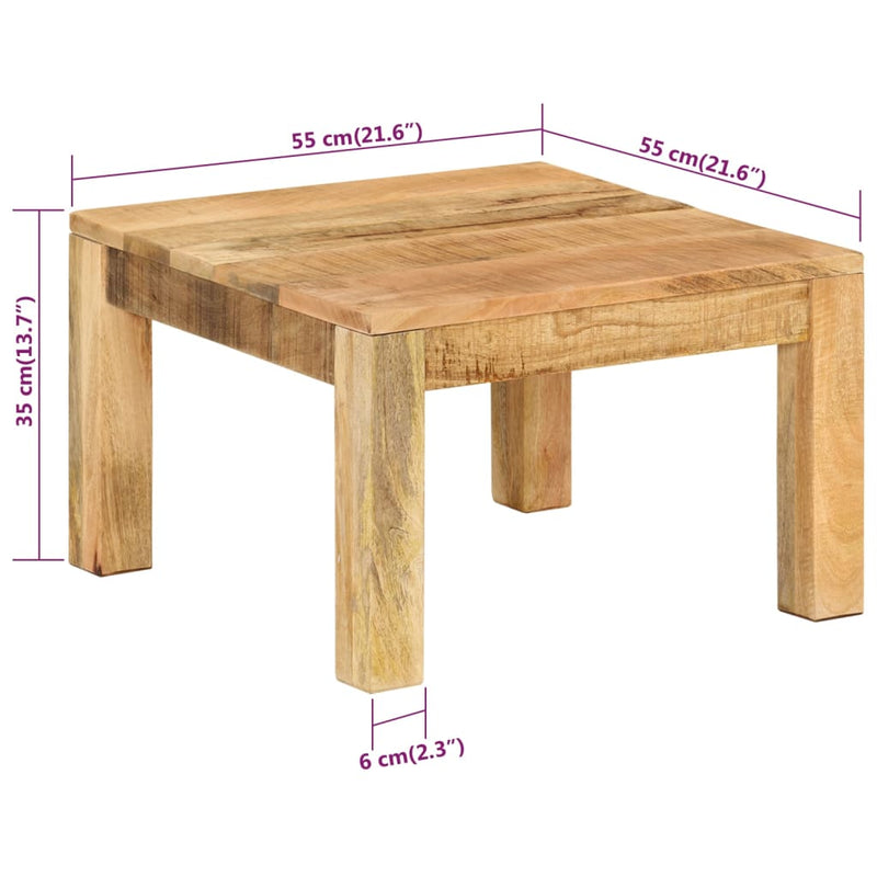 vidaXL tömör mangófa dohányzóasztal 55 x 55 x 35 cm