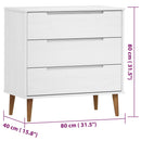 vidaXL MOLDE fehér tömör fenyőfa fiókos szekrény 80 x 40 x 80 cm