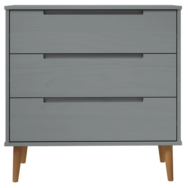 vidaXL MOLDE szürke tömör fenyőfa fiókos szekrény 80 x 40 x 80 cm