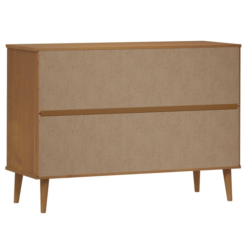 vidaXL MOLDE barna tömör fenyőfa fiókos szekrény 113 x 40 x 80 cm