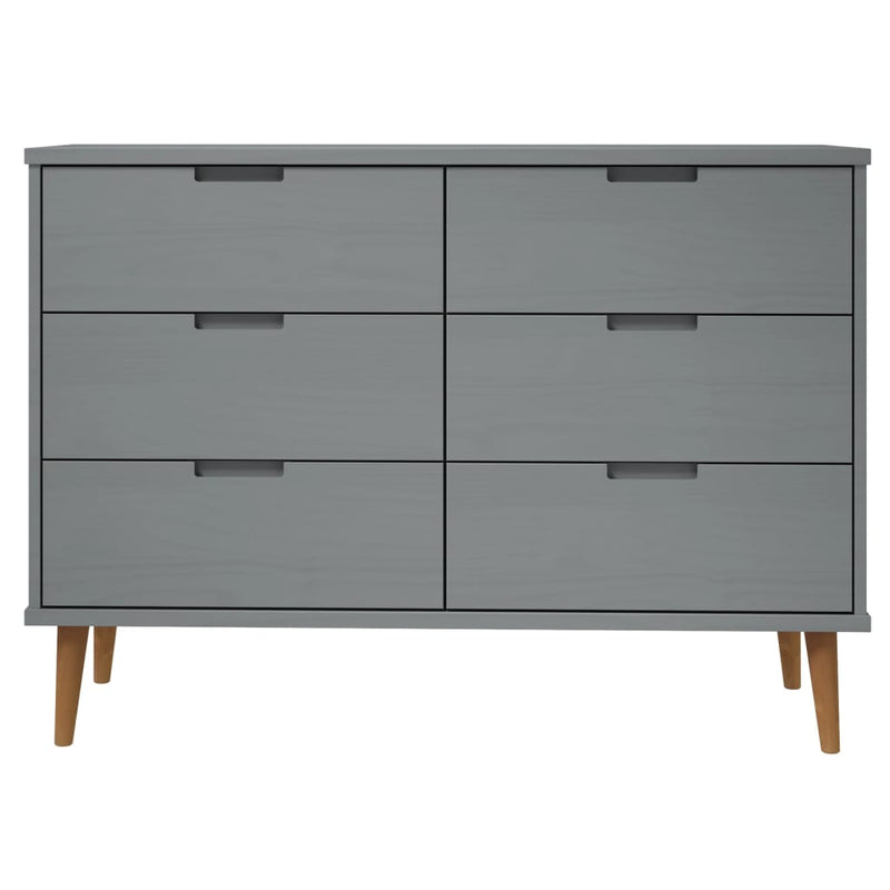vidaXL MOLDE szürke tömör fenyőfa fiókos szekrény 113 x 40 x 80 cm
