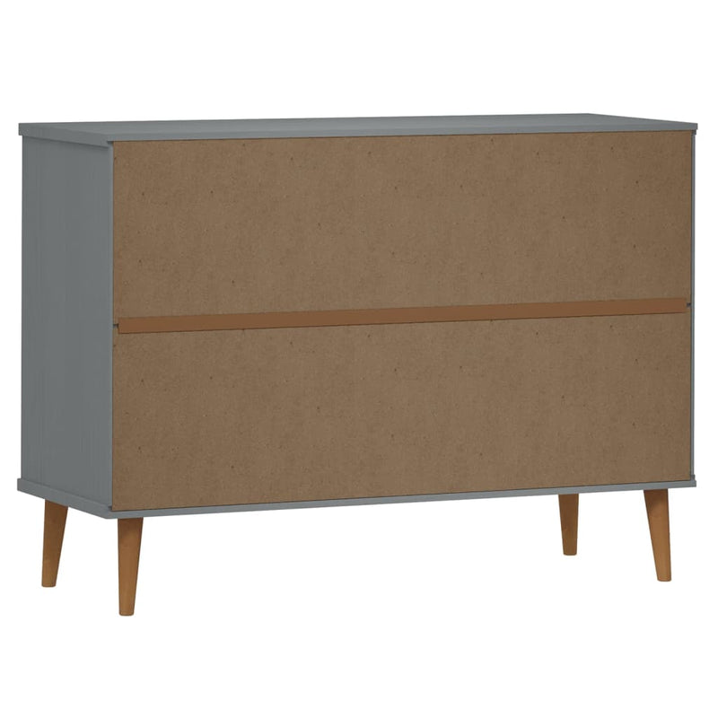 vidaXL MOLDE szürke tömör fenyőfa fiókos szekrény 113 x 40 x 80 cm
