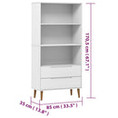 vidaXL MOLDE fehér tömör fenyőfa könyvszekrény 85 x 35 x 170,5 cm