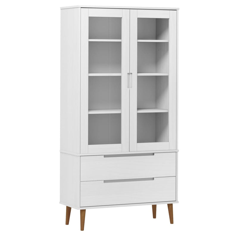 vidaXL MOLDE fehér tömör fenyőfa vitrin szekrény 90 x 35 x 175 cm