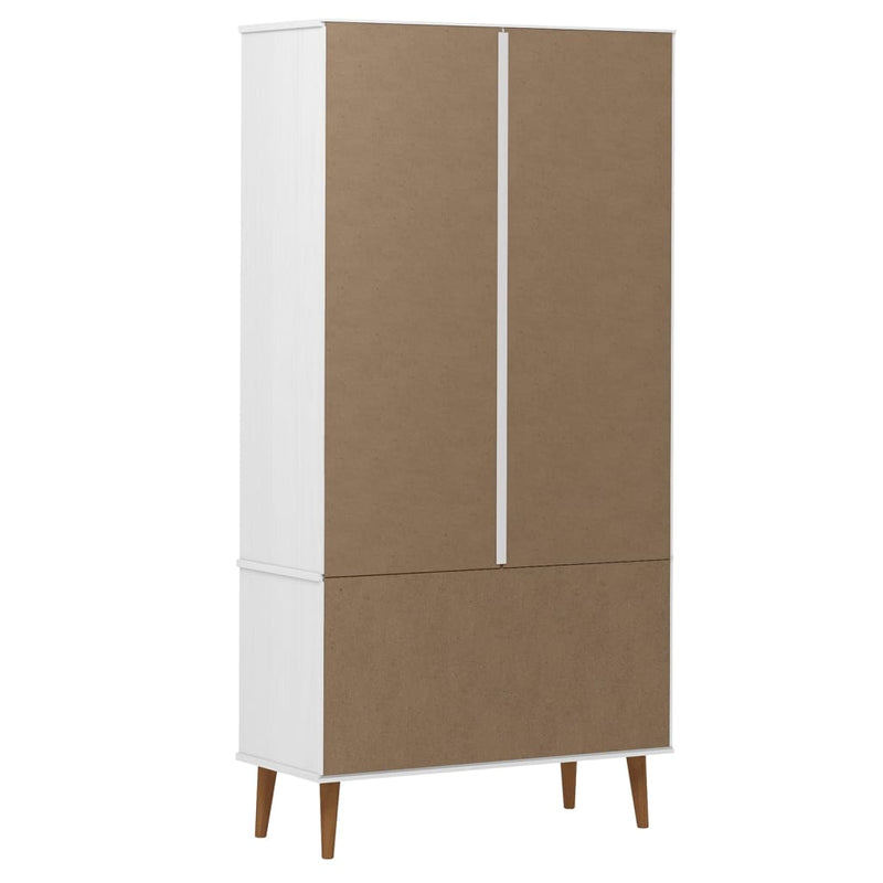vidaXL MOLDE fehér tömör fenyőfa vitrin szekrény 90 x 35 x 175 cm